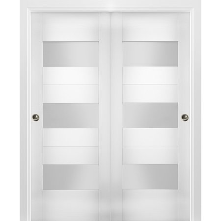 VDOMDOORS Double Pocket Interior Door, 36" x 96", Gray SETE6003DBD-WS-3684